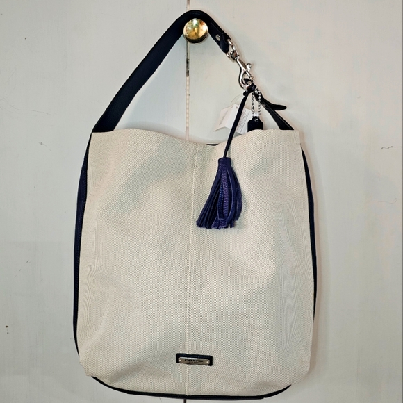 Coach Avy Canvas Hobo Natural and Indigo NEW with tags - Picture 1 of 8